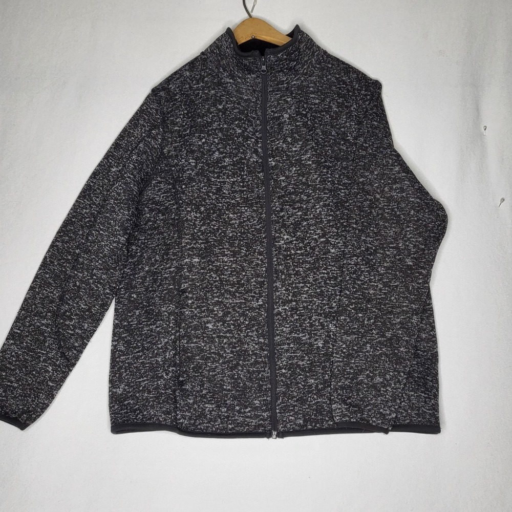 Swiss Tech Knit Jacket Womens Sz 16 Gray Black Fleece Jacket